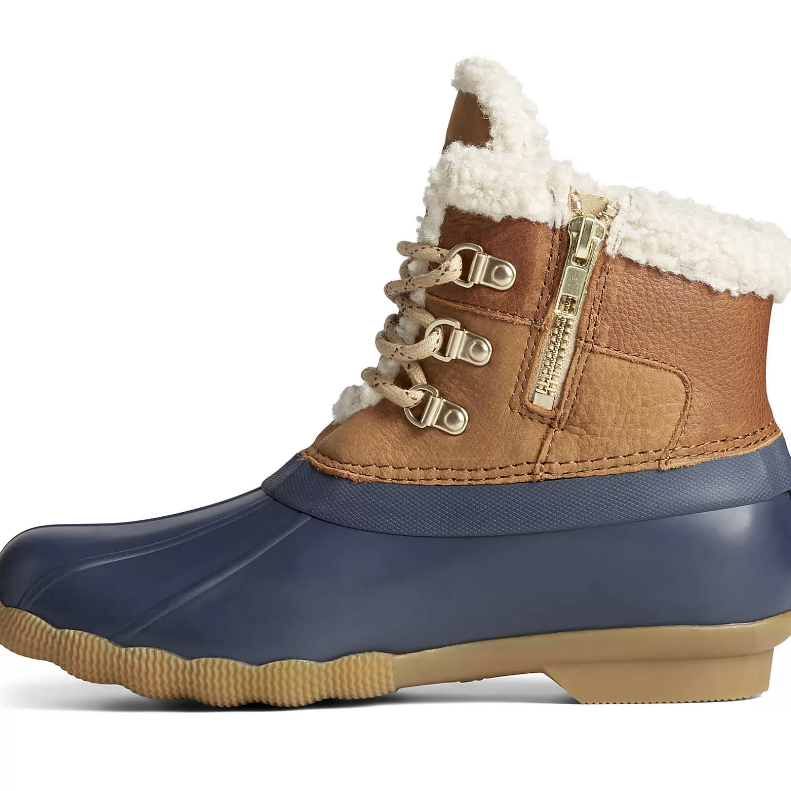 women39s_saltwater_alpine_leather_duck_boot_600921.webp Saltwater Duck Boot | Sale*Sperry Women's Saltwater Alpine Leather Duck Boot Tan/Navy